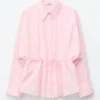 Camicia in popeline di cotone con coulisse