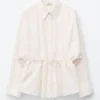 Camicia in popeline di cotone con coulisse