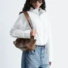 Camicia lunga in cotone con collo alto