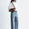 Camicia lunga in cotone con collo alto