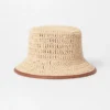 Cappello a secchiello in paglia con bordino a contrasto