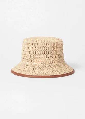 Cappello a secchiello in paglia con bordino a contrasto