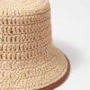Cappello a secchiello in paglia con bordino a contrasto