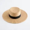 Cappello di paglia di rafia con bordo in gros-grain
