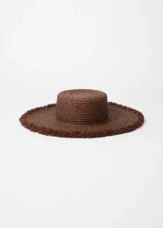 Cappello di paglia di rafia sfrangiato