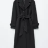 Cappotto in lana con cintura