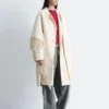 Cappotto in lana con scialle sfrangiato