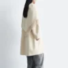 Cappotto in lana con scialle sfrangiato