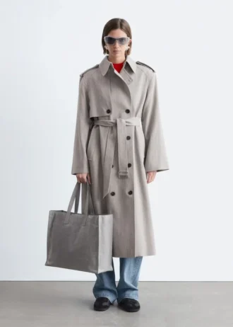 cappotto in misto cotone e lana con cintura da annodare 1 330x462 - Cappotto in misto cotone e lana con cintura da annodare
