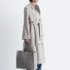 Cappotto in misto cotone e lana con cintura da annodare