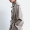 Cappotto in misto cotone e lana con cintura da annodare