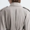 Cappotto in misto cotone e lana con cintura da annodare