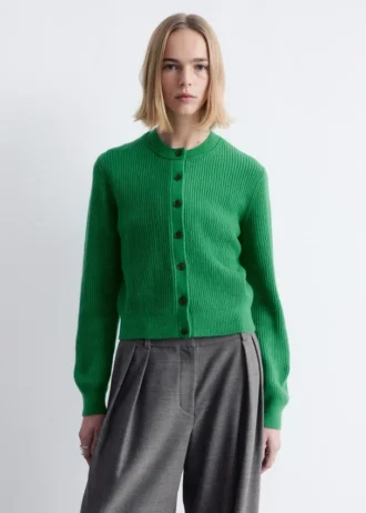 Cardigan a maglia a coste