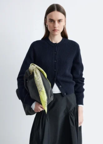 Cardigan a maglia a coste