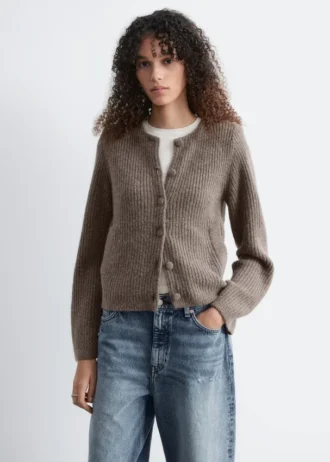 Cardigan a maglia a coste