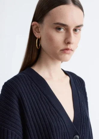 Cardigan a maglia a coste