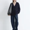 Cardigan a maglia a coste