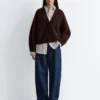 Cardigan a maglia a coste larghe