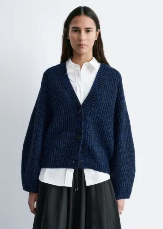 Cardigan a maglia a coste larghe