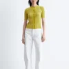 Cardigan a maniche corte in maglia a coste
