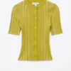 Cardigan a maniche corte in maglia a coste