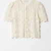 Cardigan all’uncinetto a maniche corte