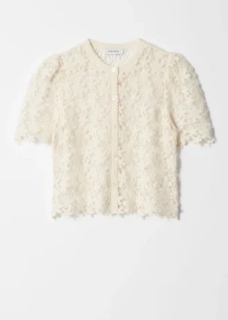 Cardigan all’uncinetto a maniche corte
