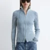 Cardigan con collo alto e zip