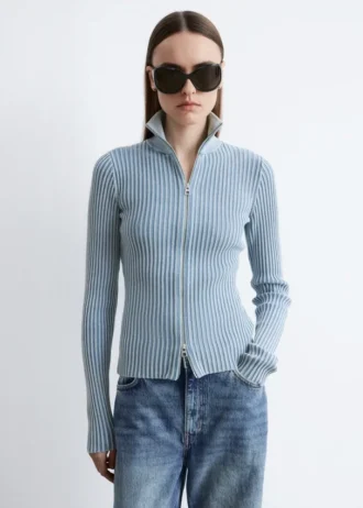 Cardigan con collo alto e zip