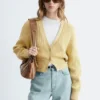 Cardigan in cotone a maglia a coste