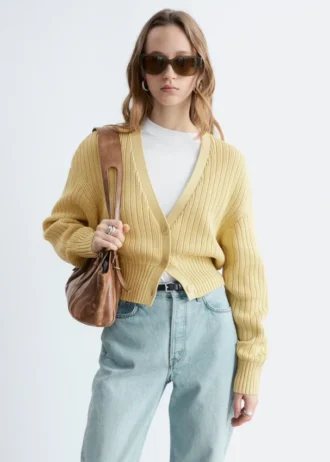 Cardigan in cotone a maglia a coste