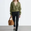 Cardigan in cotone a maglia a coste