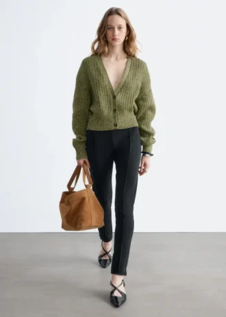 Cardigan in cotone a maglia a coste