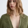 Cardigan in cotone a maglia a coste