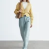 Cardigan in cotone a maglia a coste