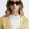 Cardigan in cotone a maglia a coste