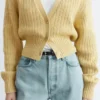 Cardigan in cotone a maglia a coste