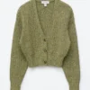 Cardigan in cotone a maglia a coste