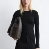 Cardigan in maglia a coste di lana merino