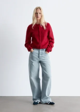 Cardigan in maglia spazzolata