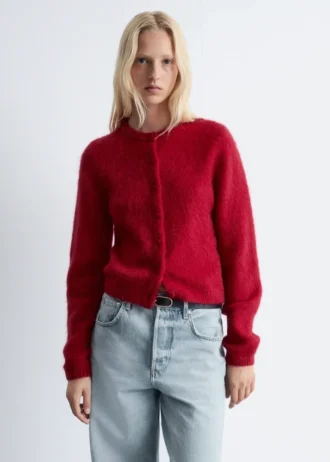 Cardigan in maglia spazzolata