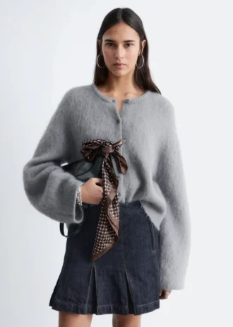 Cardigan in misto mohair spazzolato