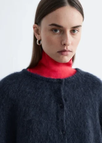 Cardigan in misto mohair spazzolato