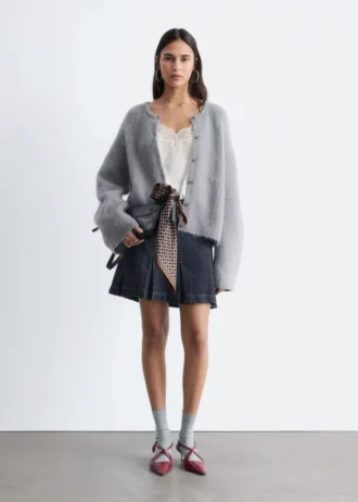 Cardigan in misto mohair spazzolato