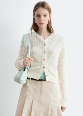 Cardigan in misto seta e cotone