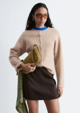 Cardigan lavorato a maglia in misto alpaca