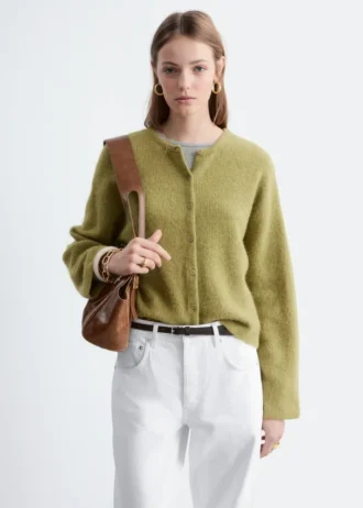 Cardigan lavorato a maglia in misto alpaca