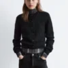 Cardigan spazzolato in misto mohair