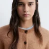 Cardigan spazzolato in misto mohair