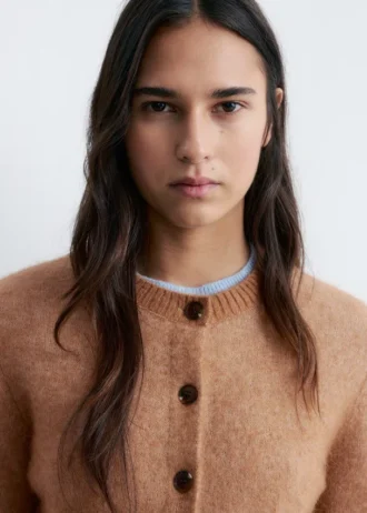 Cardigan spazzolato in misto mohair